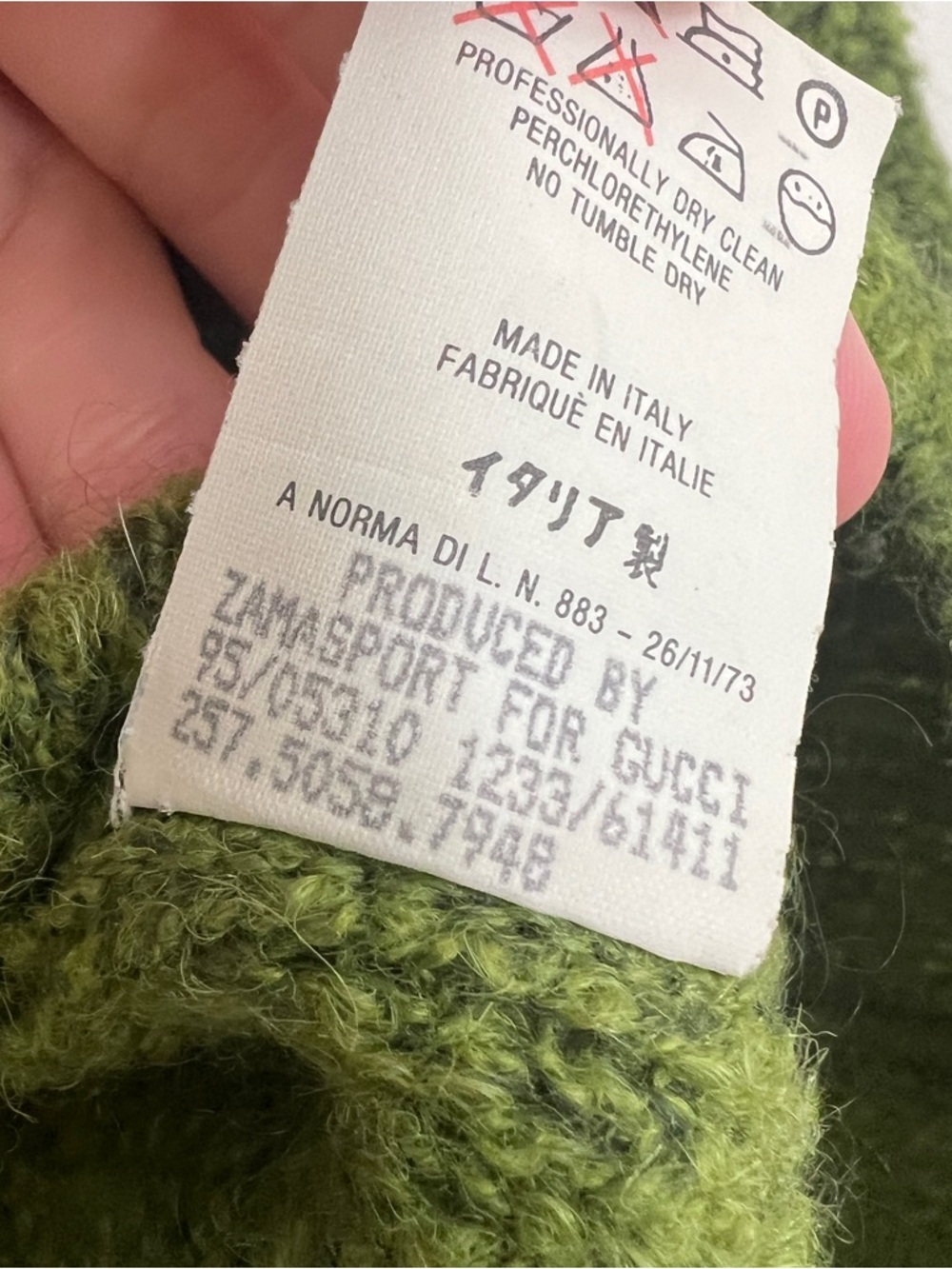 Vintage GUCCI by Tom Ford F/W 1995 Boucle Knit Collared Cardigan Jacket in Green - Picture 6 of 8